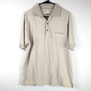 Grand Slam Mens Medium Beige Polo Shirt Short Sleeve Pocket Golf Casual